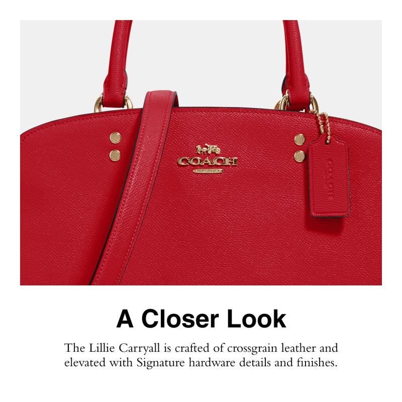 Bolsa Coach Lillie Carryall Crossgrain Leather True Red - Carteira